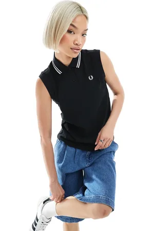 Fred Perry Twin tipped sleeveless polo shirt in /white