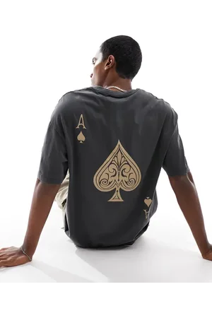 ADPT. Oversized T-shirt with ace of spades back print in washed