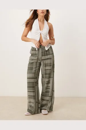 JDY Pull-on wide leg pants with abstract stripes in