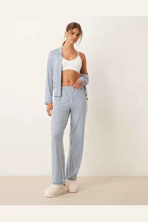 Urban Threads Long sleeve revere and pants pajama set in stripe