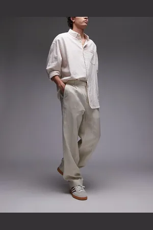 MANGO Premium linen tapered pants in beige