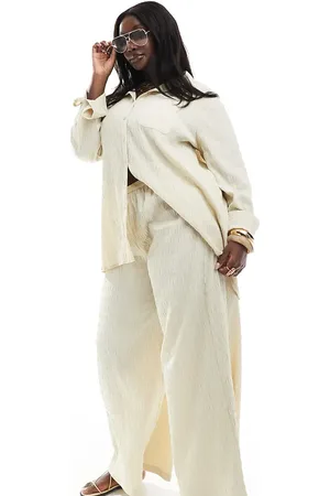Esmée Exclusive textured beach pants in stone - part of a set