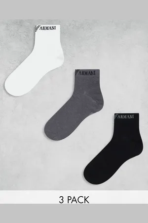 Armani Exchange Emporio Armani Bodywear 3 pack sneaker socks in white/black and gray