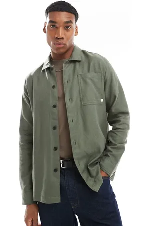 Farah Carrigan textured overshirt in khaki