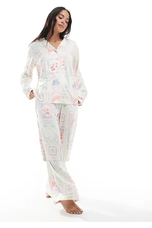 Threadbare Soft touch tile print pajama set in white