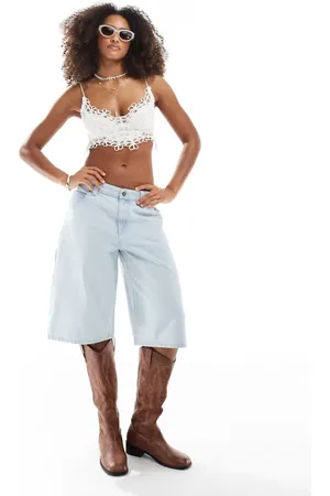 Dr Denim Bree Worker baggy fit mid rise denim jorts in superlight retro wash