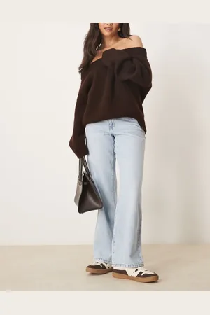 Gina Tricot Low waist wide leg jeans in lightwash