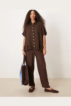 River Island Linen look pants in dark
