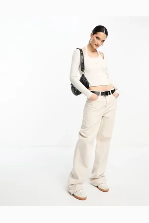 Stradivarius Knitted 2 in 1 top in ecru