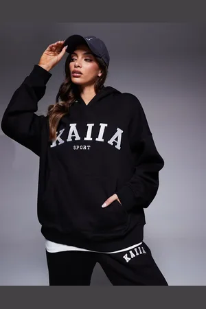 Kaiia Sport embroidered logo oversized hoodie in and cream - part of a set