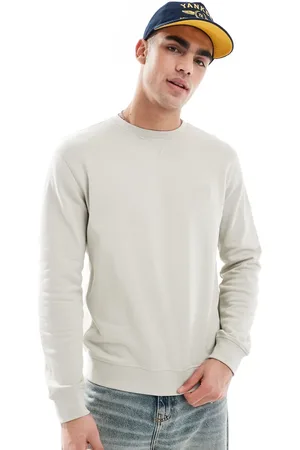 HUGO BOSS Westart box logo relaxed fit sweatshirt in beige
