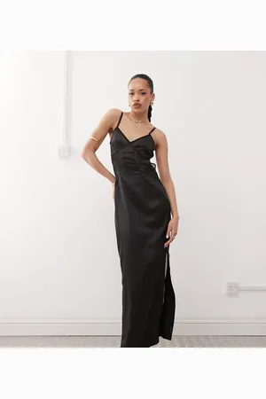Labelrail X Jennifer McKing satin mesh cut-out maxi dress in