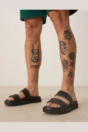 Calvin Klein Leather double strap slide sandals in