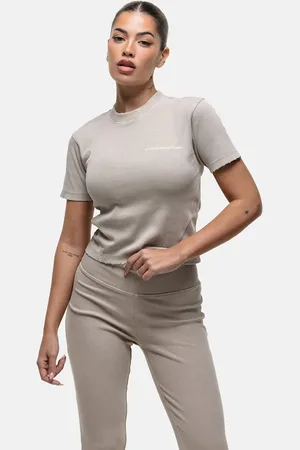 Good For Nothing Rib knit baby tee in washed stone