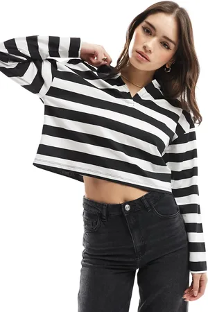 ONLY Boxy polo shirt in stripe