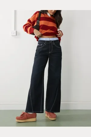 The Ragged Priest Low rise baggy fit dad pants in indigo