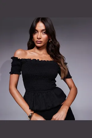 Kaiia Exclusive shirred textured peplum bardot top in - part of a set