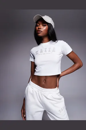 Kaiia Embroidered logo baby tee in and sand - part of a set