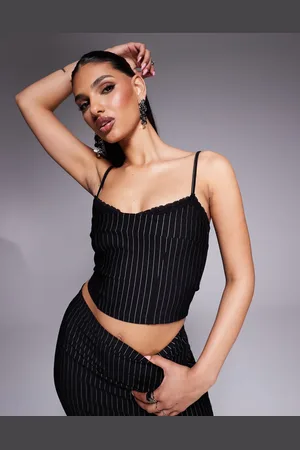 ASOS Lace trim cami top in pinstripe - part of a set