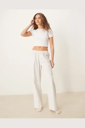 Urban Threads Pointelle short sleeve top and cotton stripe pants pajama set in