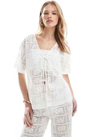 4th & Reckless Beach crochet lace tie front top in - part of a set