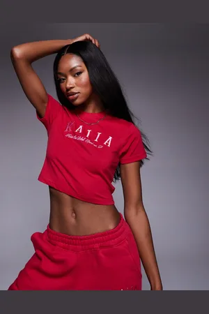 Kaiia Embroidered logo baby tee in and pink - part of a set