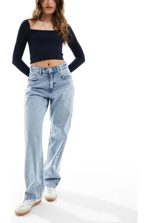 ONLY Ella mid waist straight leg jeans in light
