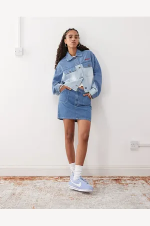 Kickers Western boxy fit denim jacket in contrast denim