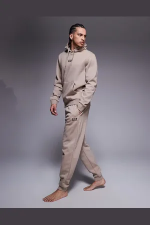 EA7 Armani logo cuffed sweatpants in beige - part of a set