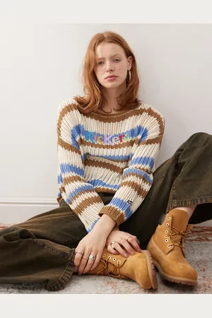 Kickers Loose fit open knit sweater in retro stripe