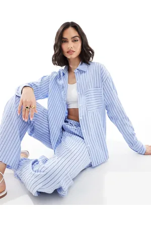 Threadbare Oversized button down shirt in stripe - part of a set