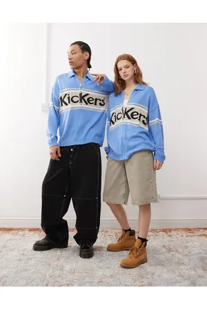 Kickers Unisex zip up oversized knit cardigan in blue