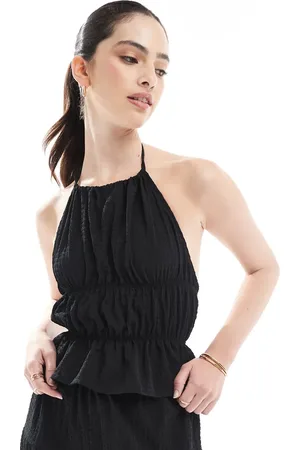 Esmée Esmee Exclusive sheer open back halter neck beach top in textured - part of a set