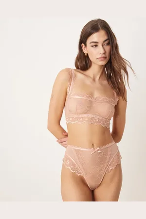 ASOS Ivy all over lace high waist brazilian briefs in peach