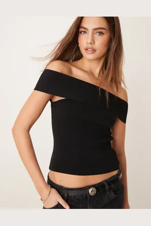 Gina Tricot Compact knit top with off-shoulder detail in