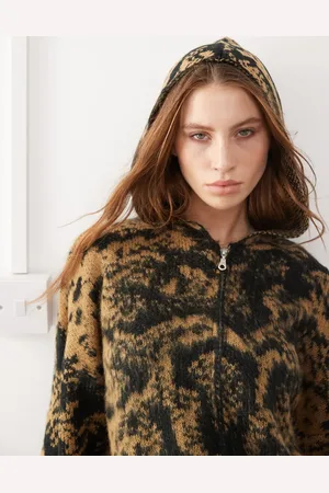 The Ragged Priest Brushed snake knit hoodie in snake