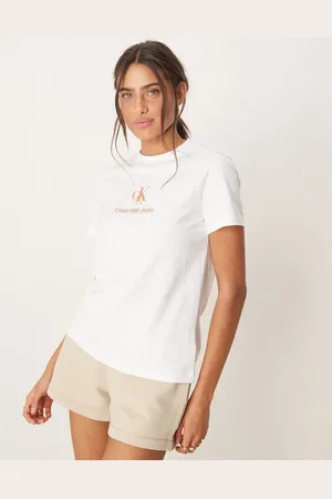 Calvin Klein Shadow logo T-shirt in and peach