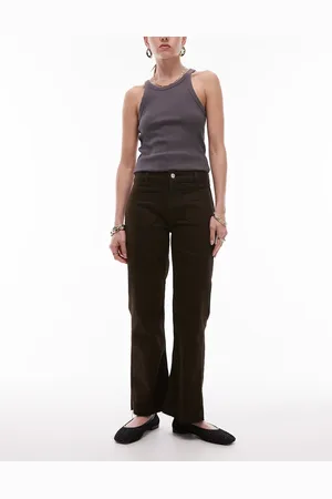 MANGO Alex cropped kick flare front pocket jeans in chocolate
