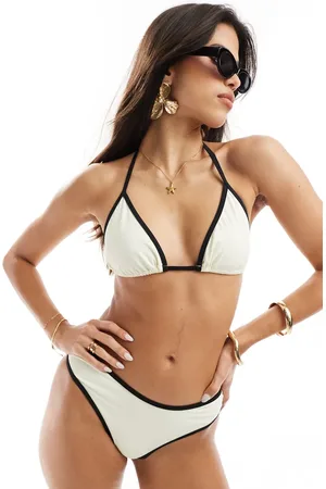 4th & Reckless Musa contrast trim bikini bottom in cream