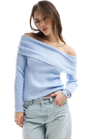 ONLY Off the shoulder knit sweater in light