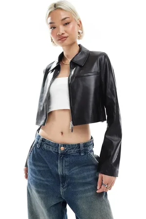 ONLY Faux leather cropped jacket in