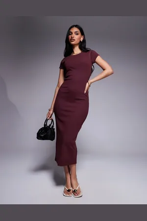 River Island Short sleeve midi dress in dark