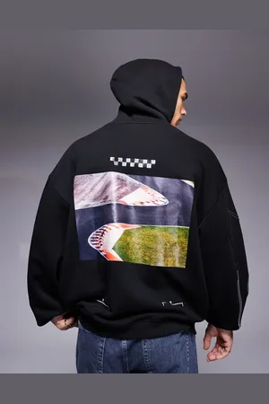 HUGO BOSS Doad oversized hoodie in with race track print