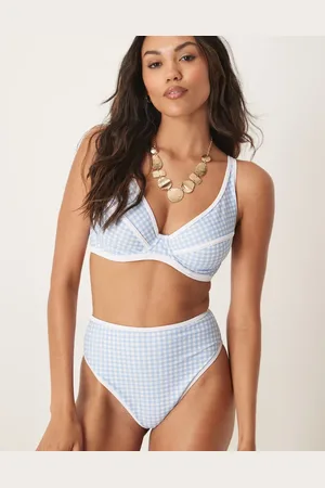 Peek & Beau High waist bikini bottoms with contrast binding in gingham