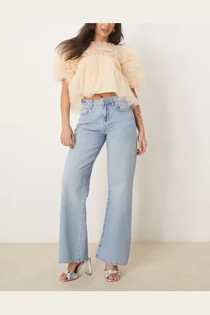 Gina Tricot Low waist wide leg jeans in lightwash