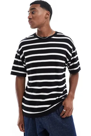 JACK & JONES Oversized knit striped t-shirt in