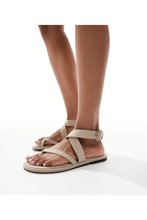Pull&Bear Cross over strappy sandals in ecru
