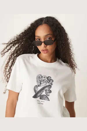 SELECTED Femme x Nous Vous boxy t-shirt in with chest print