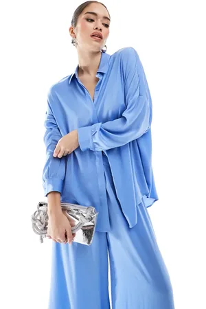 French Connection Satin shirt in cornflower - part of a set