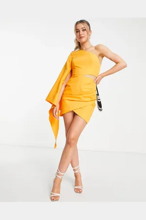 Lavish Alice One shoulder cape detail mini dress in